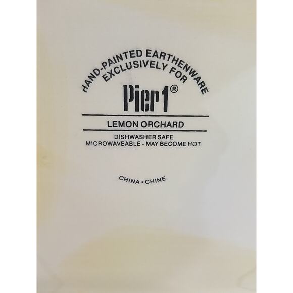 Set of 2 Lemon Orchard by Pier 1 Hand Painted Large Square Dinner Plates 11"x15" - Picture 3 of 7